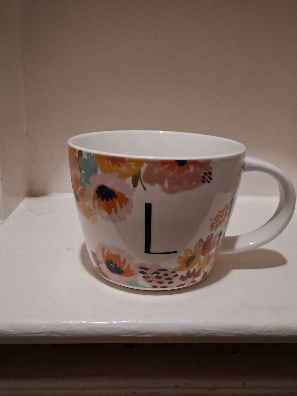 Opalhouse 16oz Stoneware Floral "L" Mug